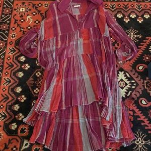 Sheer plaid free people dress